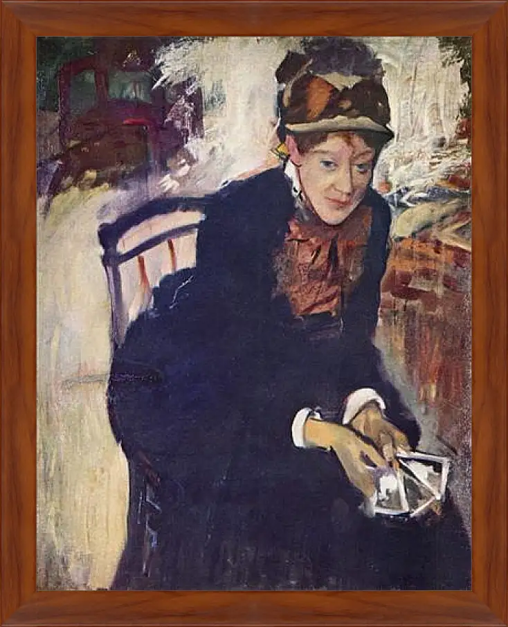 Картина в раме - Portrat der Miss Cassatt, die Karten haltend. Эдгар Дега