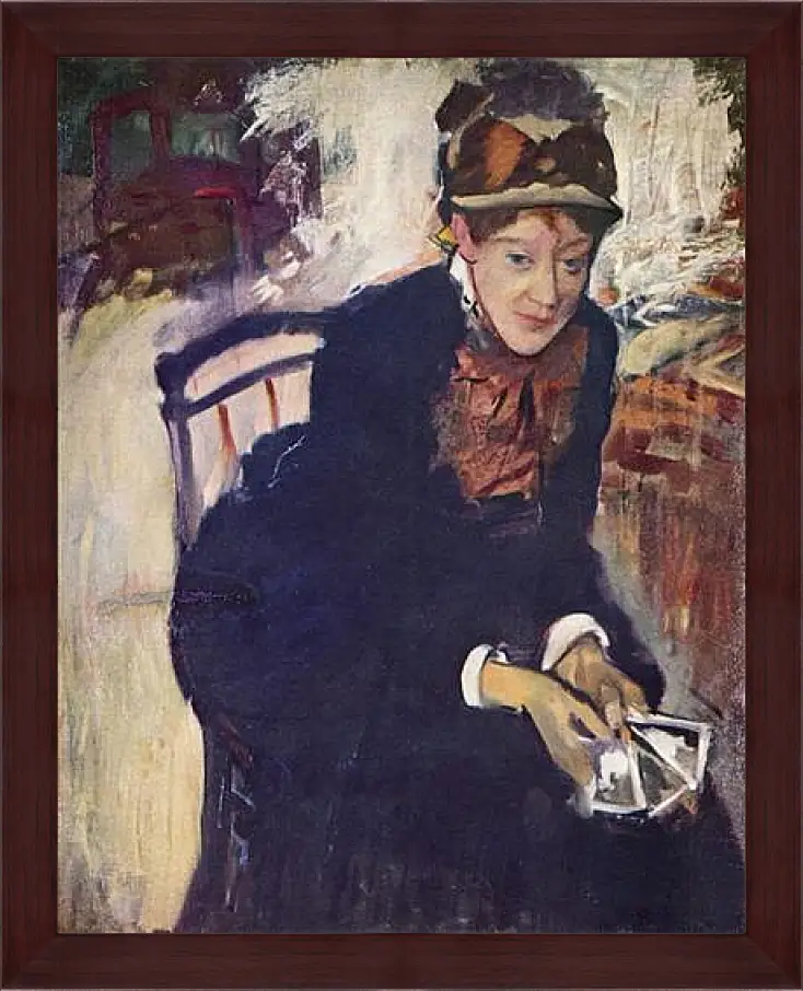 Картина в раме - Portrat der Miss Cassatt, die Karten haltend. Эдгар Дега