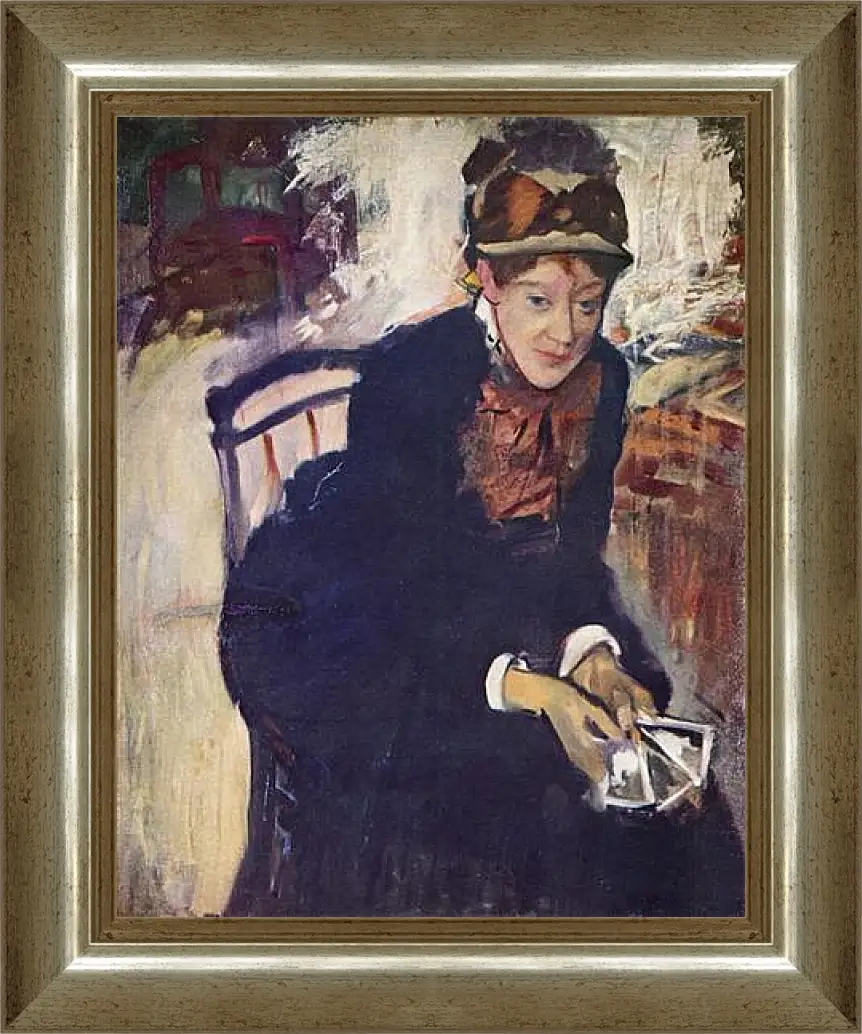 Картина в раме - Portrat der Miss Cassatt, die Karten haltend. Эдгар Дега