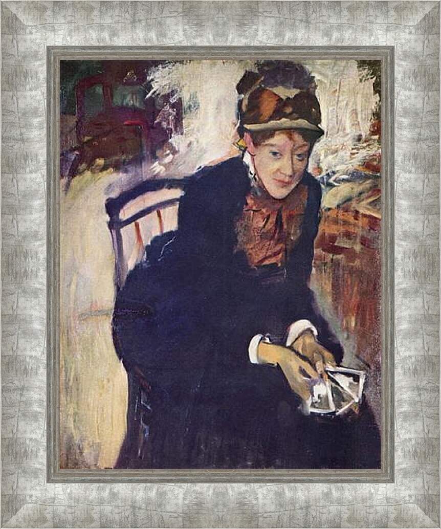 Картина в раме - Portrat der Miss Cassatt, die Karten haltend. Эдгар Дега