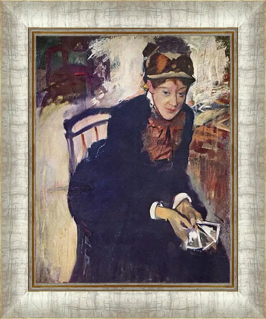 Картина в раме - Portrat der Miss Cassatt, die Karten haltend. Эдгар Дега