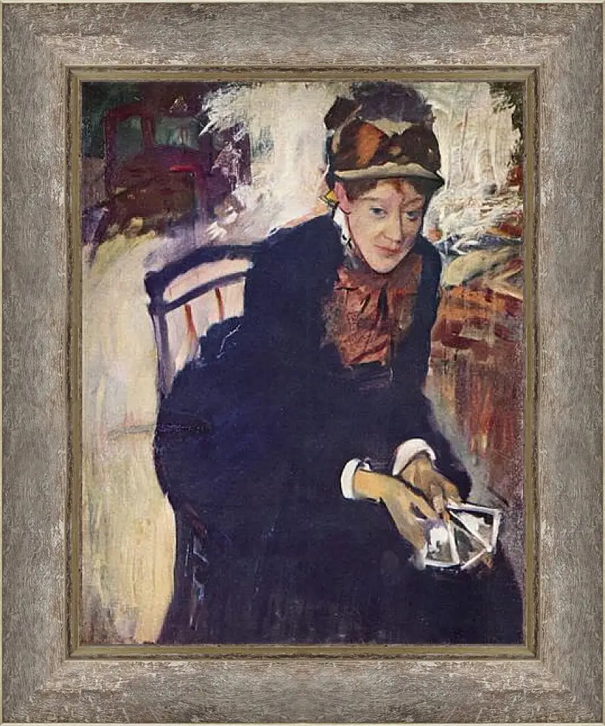 Картина в раме - Portrat der Miss Cassatt, die Karten haltend. Эдгар Дега