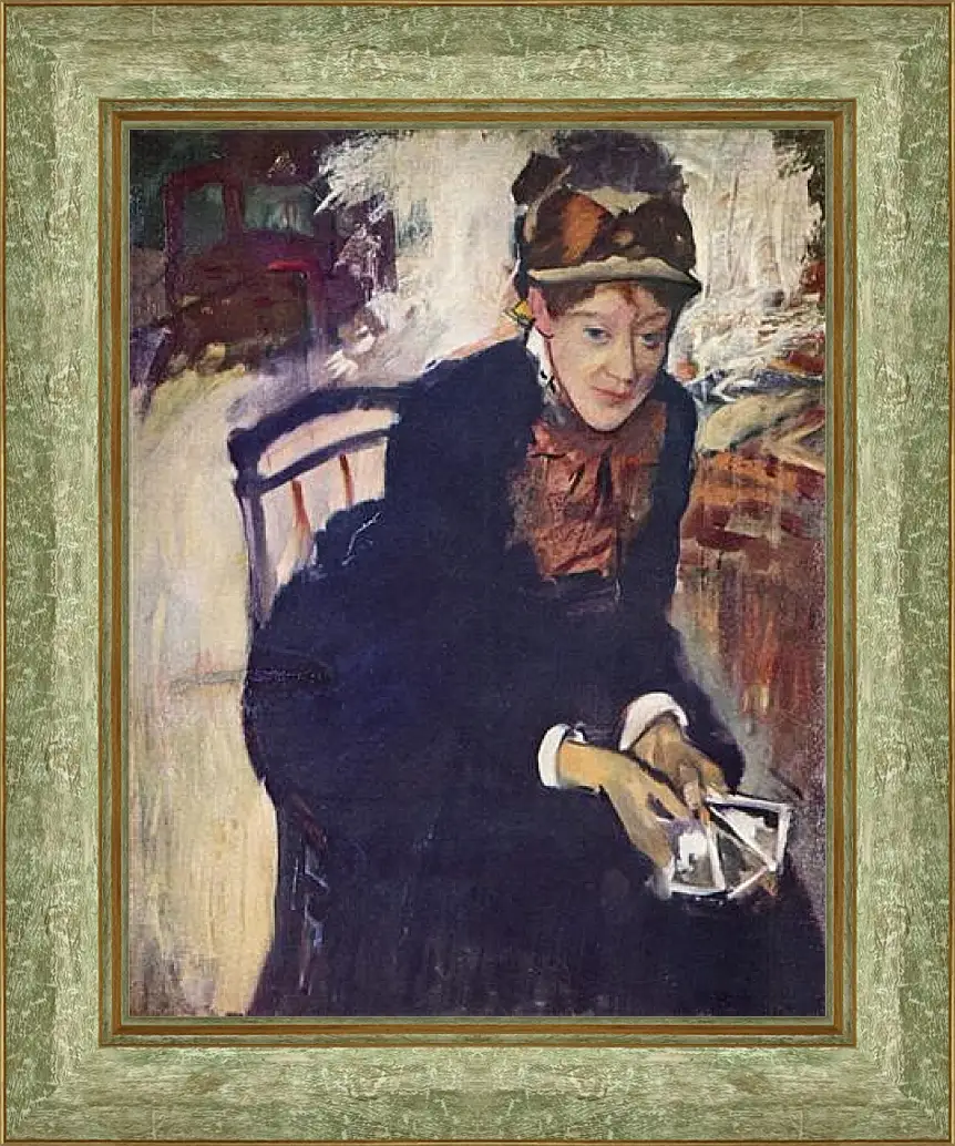 Картина в раме - Portrat der Miss Cassatt, die Karten haltend. Эдгар Дега