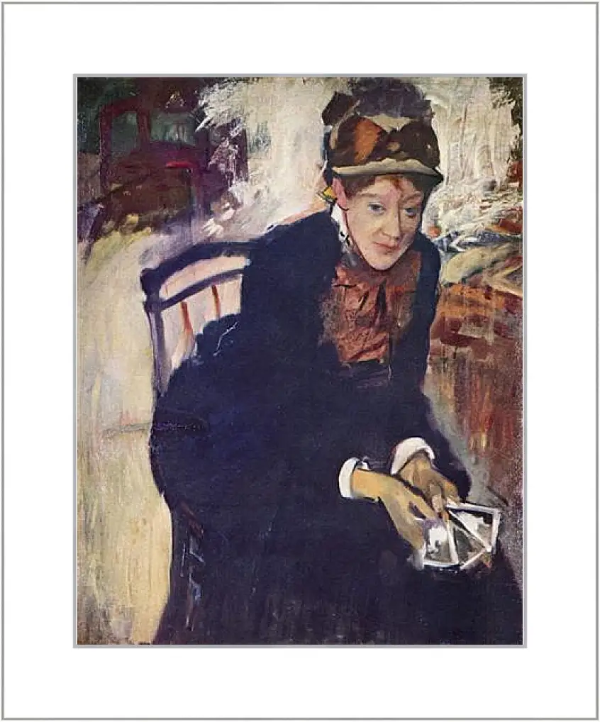 Картина в раме - Portrat der Miss Cassatt, die Karten haltend. Эдгар Дега