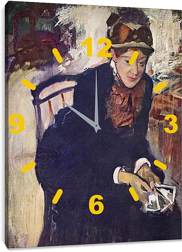Часы картина - Portrat der Miss Cassatt, die Karten haltend. Эдгар Дега