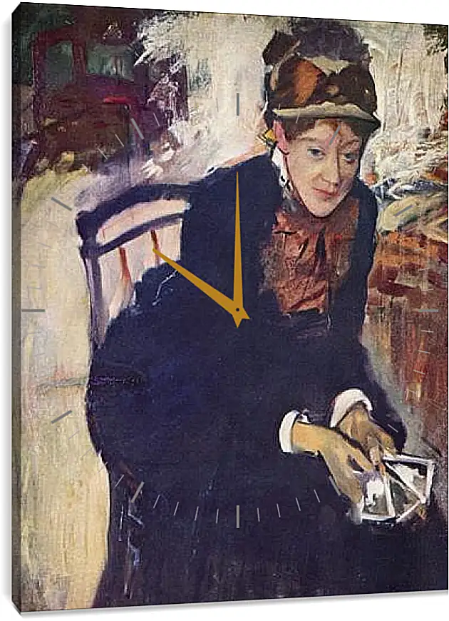 Часы картина - Portrat der Miss Cassatt, die Karten haltend. Эдгар Дега