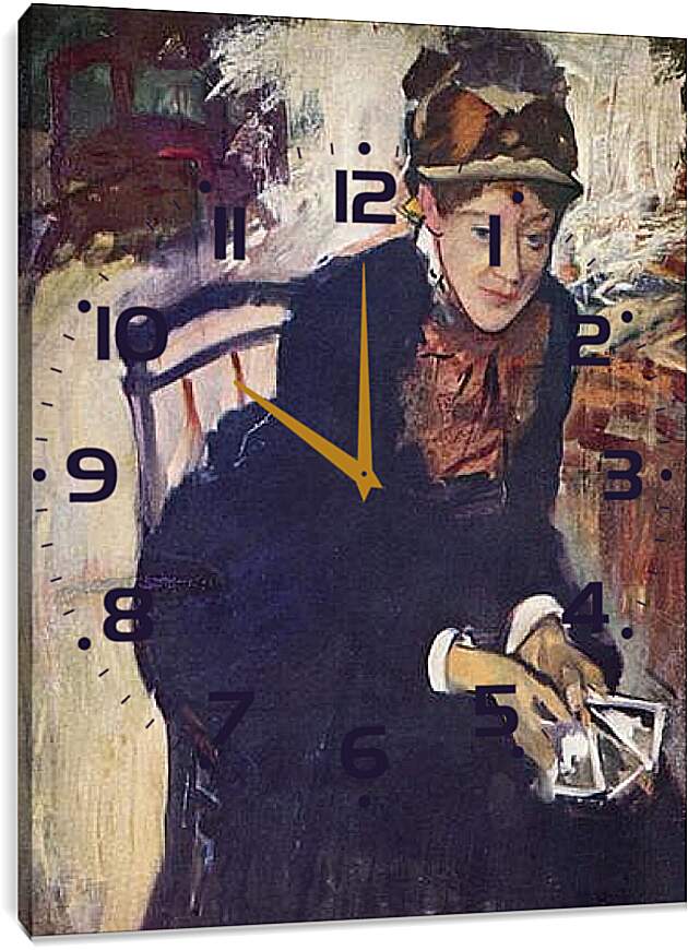 Часы картина - Portrat der Miss Cassatt, die Karten haltend. Эдгар Дега