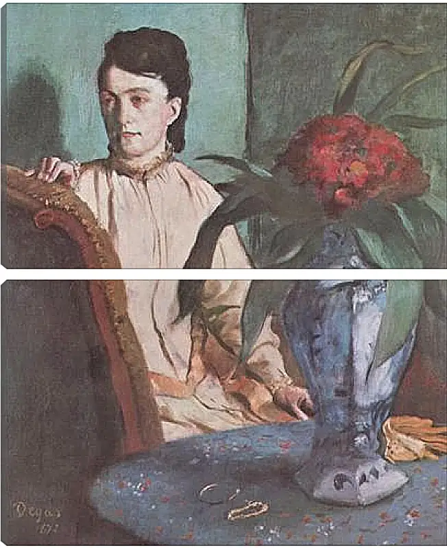 Модульная картина - Sitzende Frau mit der Vase (Portrat der Mlle. E. Musson) Эдгар Дега