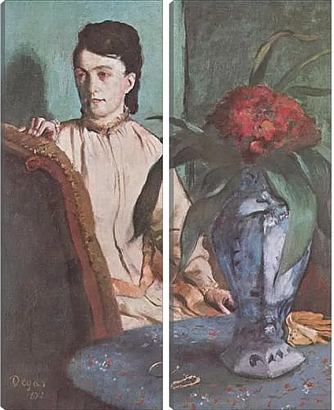 Модульная картина - Sitzende Frau mit der Vase (Portrat der Mlle. E. Musson) Эдгар Дега