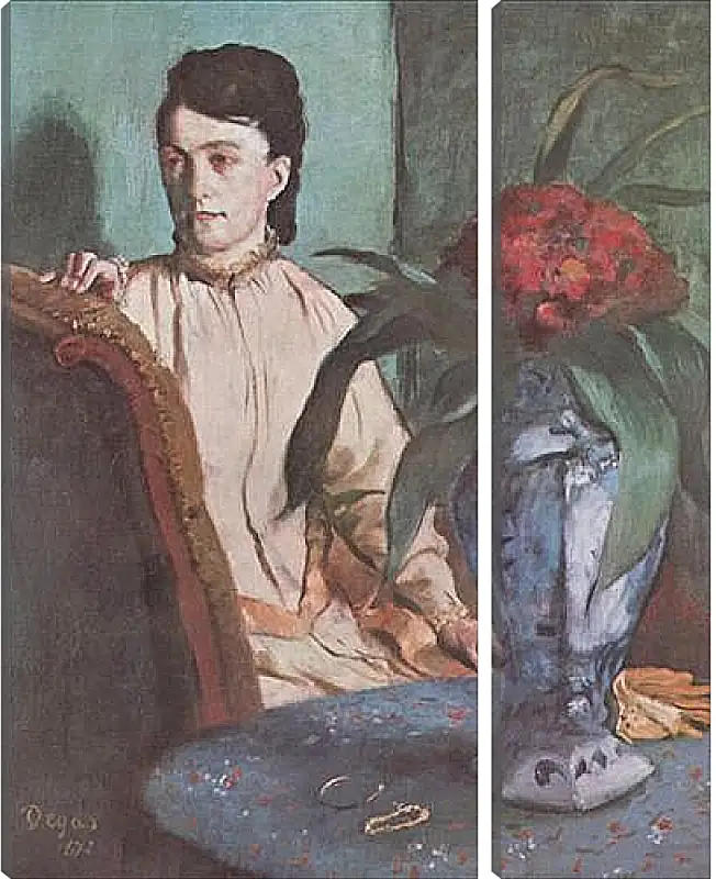 Модульная картина - Sitzende Frau mit der Vase (Portrat der Mlle. E. Musson) Эдгар Дега