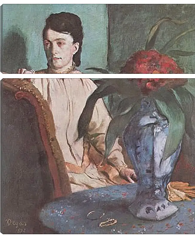 Модульная картина - Sitzende Frau mit der Vase (Portrat der Mlle. E. Musson) Эдгар Дега