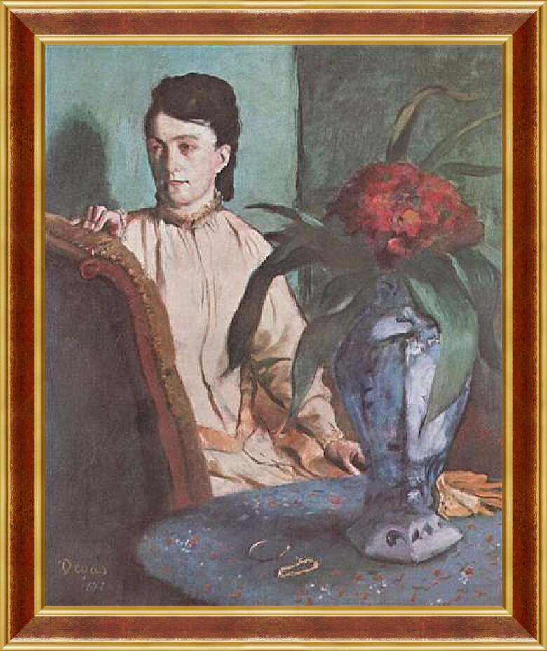 Картина в раме - Sitzende Frau mit der Vase (Portrat der Mlle. E. Musson) Эдгар Дега