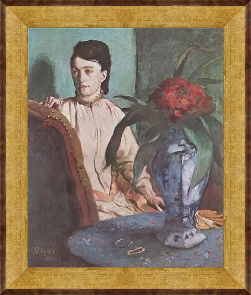 Картина в раме - Sitzende Frau mit der Vase (Portrat der Mlle. E. Musson) Эдгар Дега