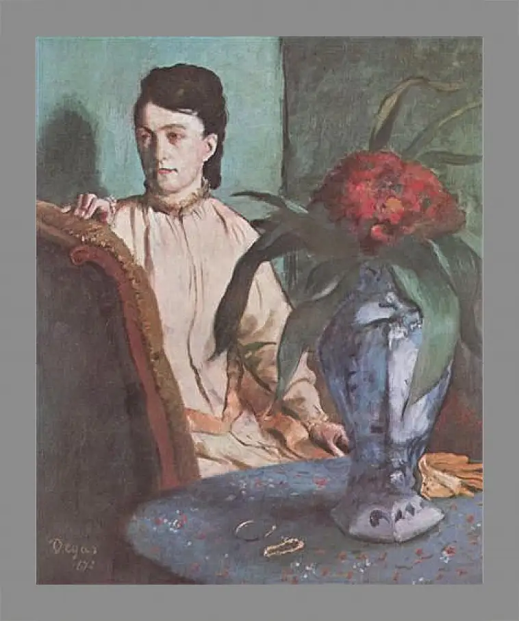 Картина в раме - Sitzende Frau mit der Vase (Portrat der Mlle. E. Musson) Эдгар Дега