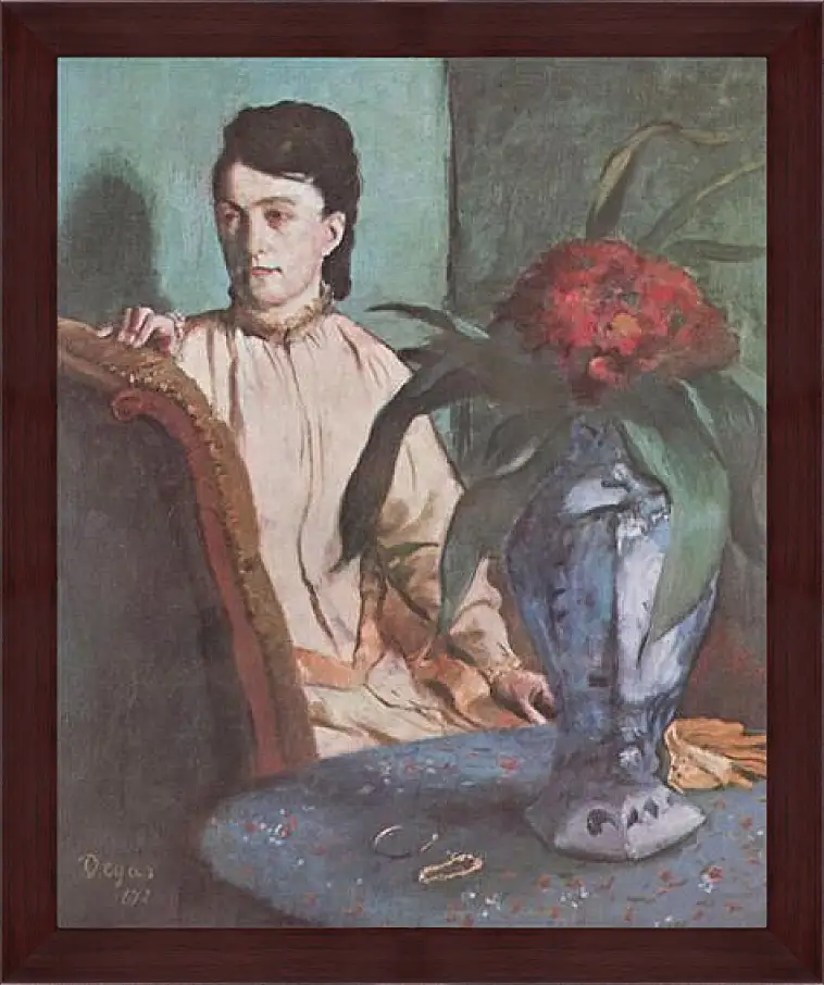 Картина в раме - Sitzende Frau mit der Vase (Portrat der Mlle. E. Musson) Эдгар Дега