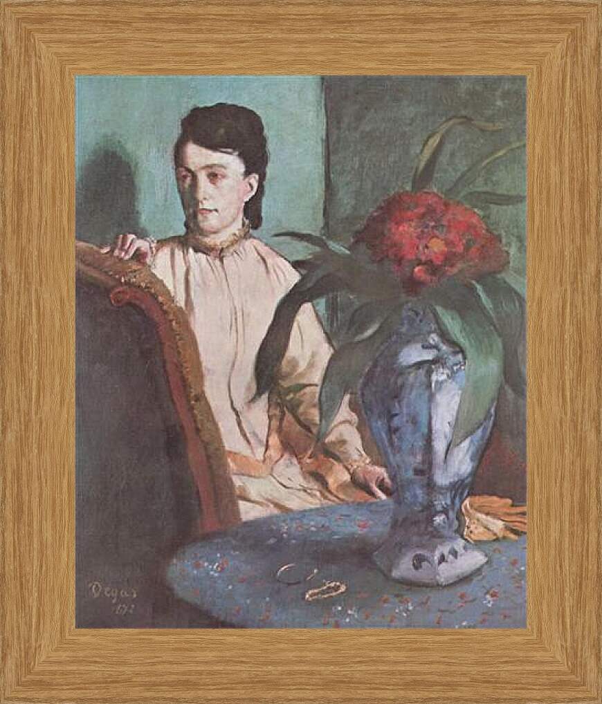 Картина в раме - Sitzende Frau mit der Vase (Portrat der Mlle. E. Musson) Эдгар Дега