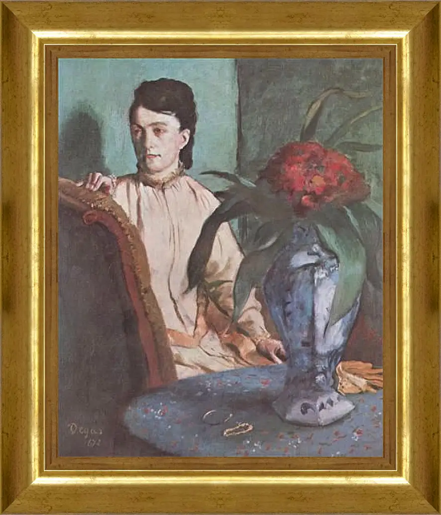 Картина в раме - Sitzende Frau mit der Vase (Portrat der Mlle. E. Musson) Эдгар Дега