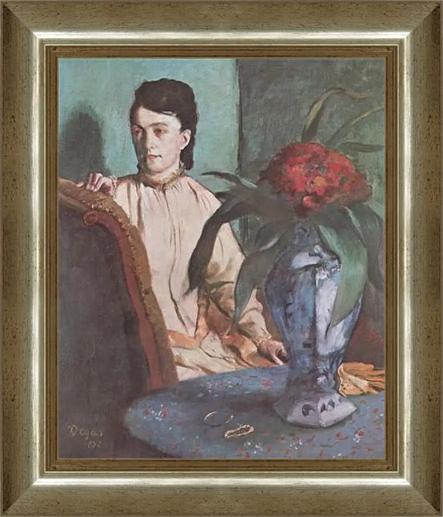 Картина в раме - Sitzende Frau mit der Vase (Portrat der Mlle. E. Musson) Эдгар Дега