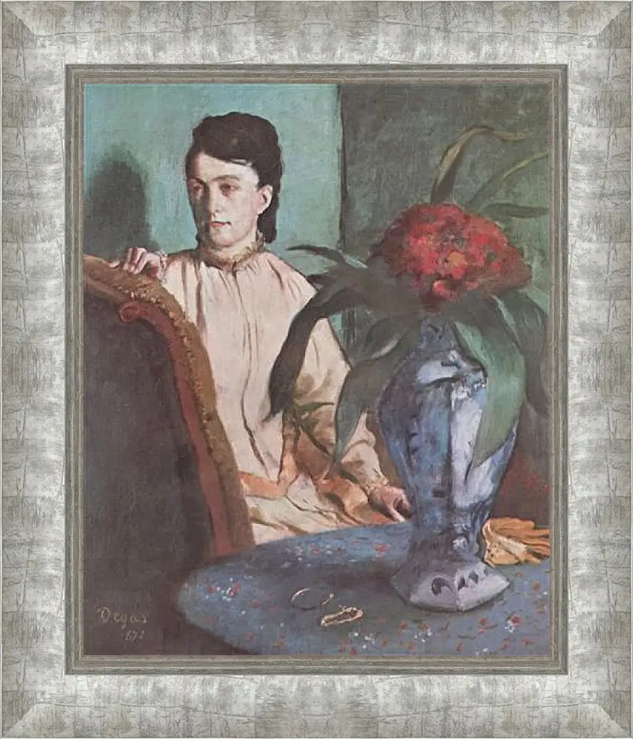 Картина в раме - Sitzende Frau mit der Vase (Portrat der Mlle. E. Musson) Эдгар Дега