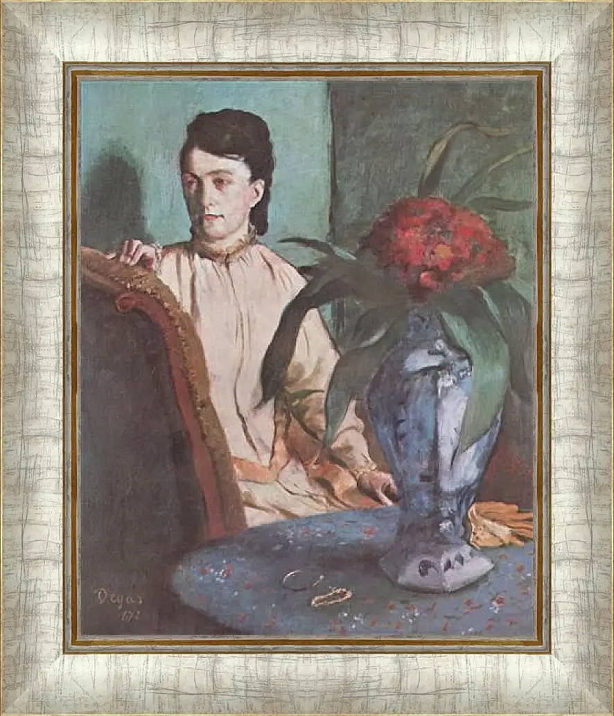 Картина в раме - Sitzende Frau mit der Vase (Portrat der Mlle. E. Musson) Эдгар Дега