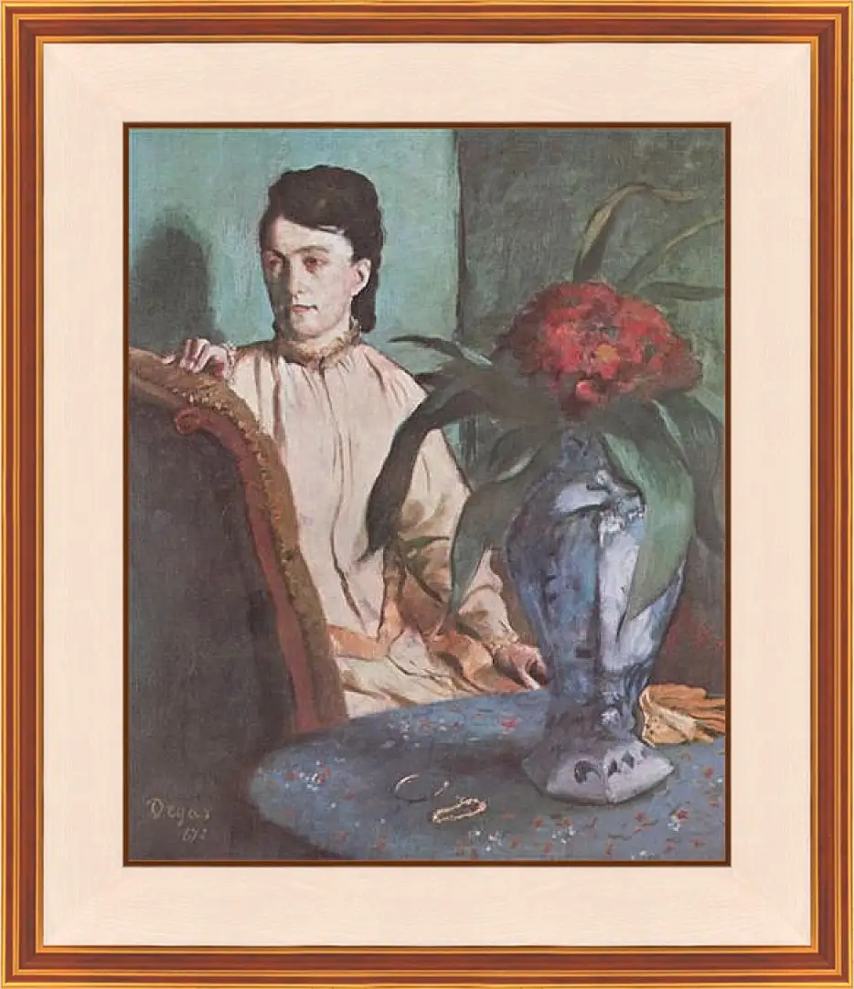 Картина в раме - Sitzende Frau mit der Vase (Portrat der Mlle. E. Musson) Эдгар Дега