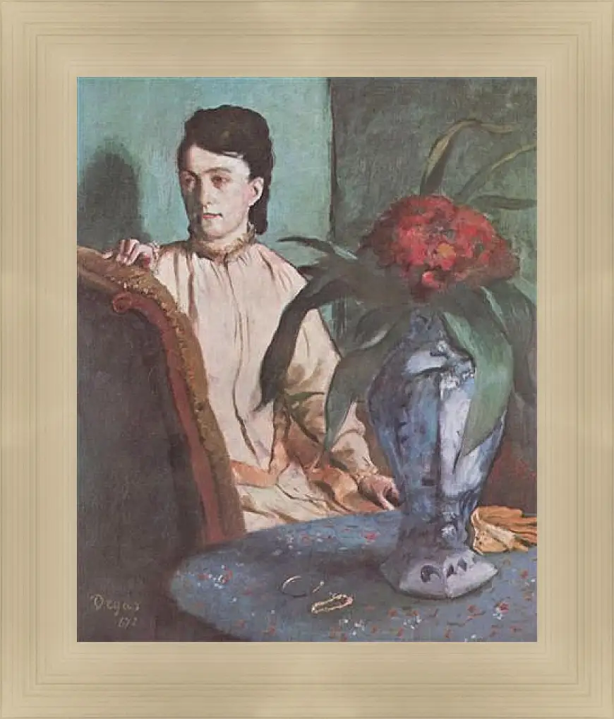 Картина в раме - Sitzende Frau mit der Vase (Portrat der Mlle. E. Musson) Эдгар Дега