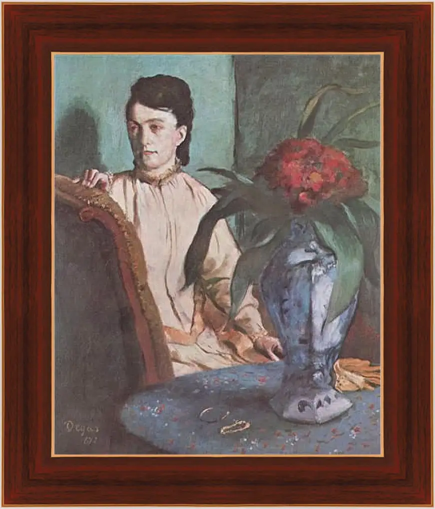 Картина в раме - Sitzende Frau mit der Vase (Portrat der Mlle. E. Musson) Эдгар Дега