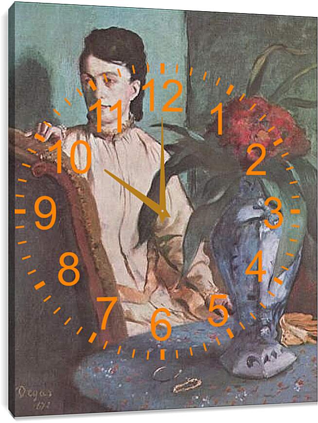 Часы картина - Sitzende Frau mit der Vase (Portrat der Mlle. E. Musson) Эдгар Дега
