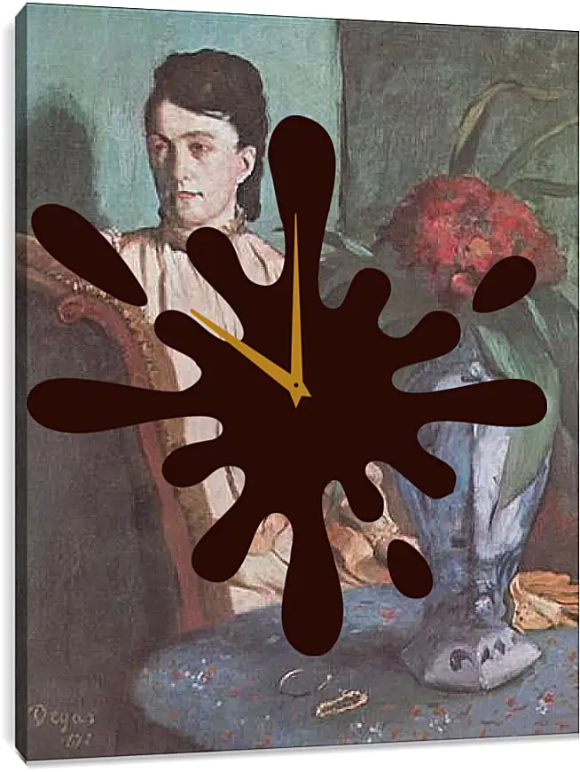 Часы картина - Sitzende Frau mit der Vase (Portrat der Mlle. E. Musson) Эдгар Дега