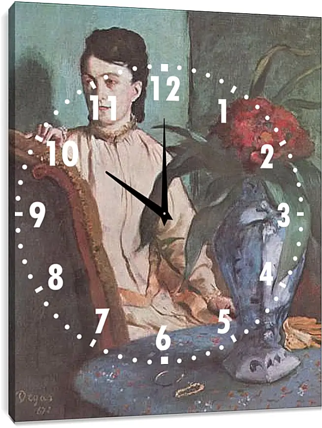 Часы картина - Sitzende Frau mit der Vase (Portrat der Mlle. E. Musson) Эдгар Дега