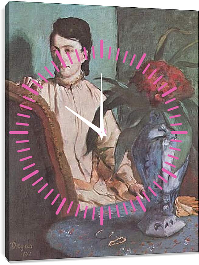 Часы картина - Sitzende Frau mit der Vase (Portrat der Mlle. E. Musson) Эдгар Дега