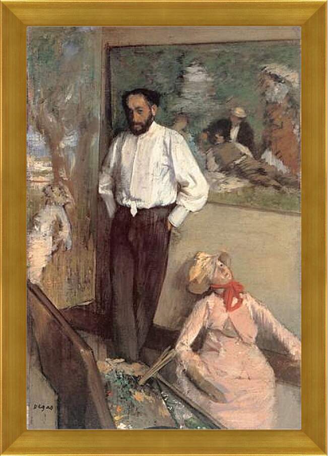 Картина в раме - Portrait of the Painter Henri Michel-Levy. Эдгар Дега