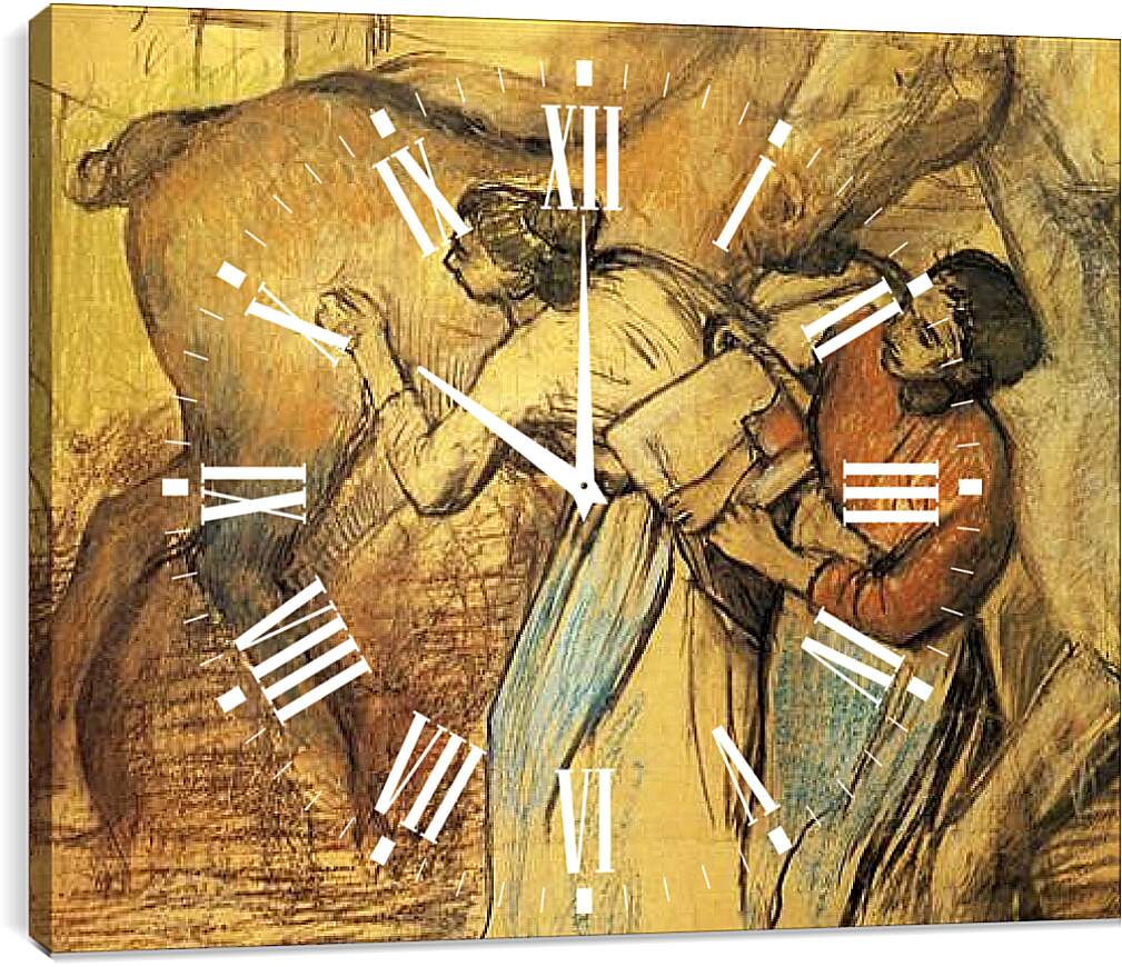 Часы картина - Blanchisseuses et cheval. Эдгар Дега
