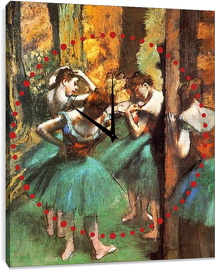 Часы картина - Danseuses roses et vertes. Эдгар Дега