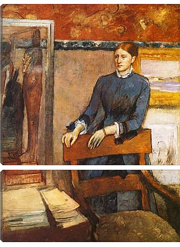 Модульная картина - Helene Rouart dans le bureau de son pere, Madame Marin. Эдгар Дега