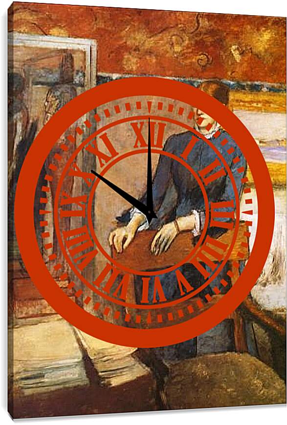 Часы картина - Helene Rouart dans le bureau de son pere, Madame Marin. Эдгар Дега