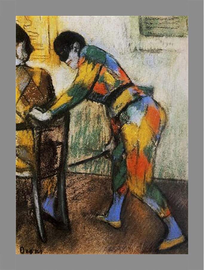 Картина в раме - Deux arlequins. Эдгар Дега