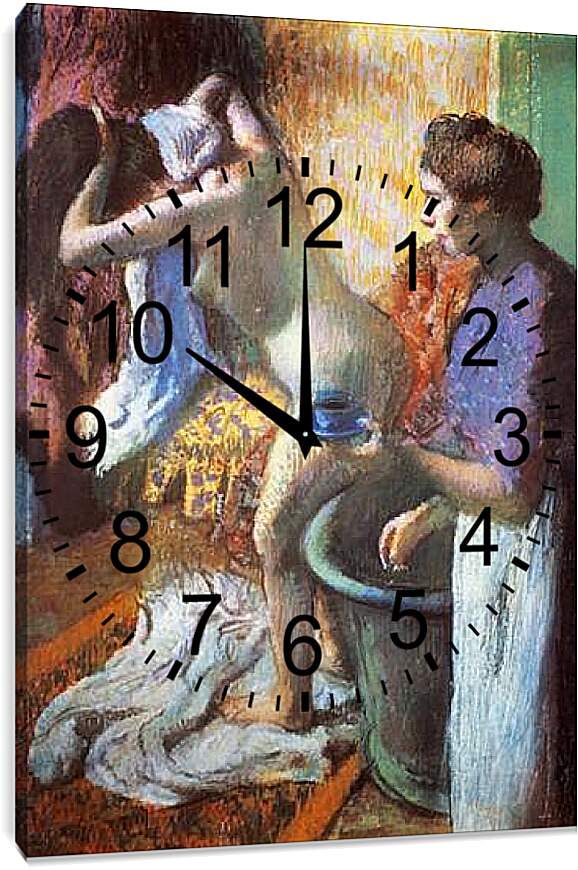 Часы картина - Le petit dejeuner a la sortie du bain. Эдгар Дега