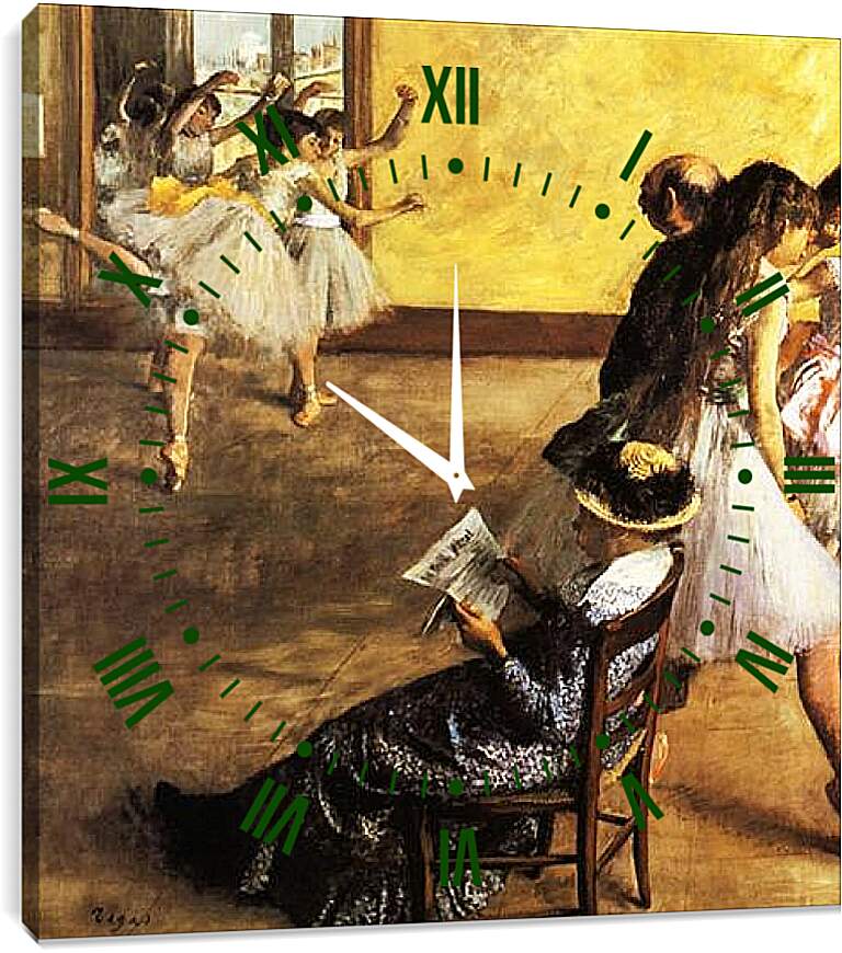 Часы картина - Classe de Ballet, salle de danse. Эдгар Дега
