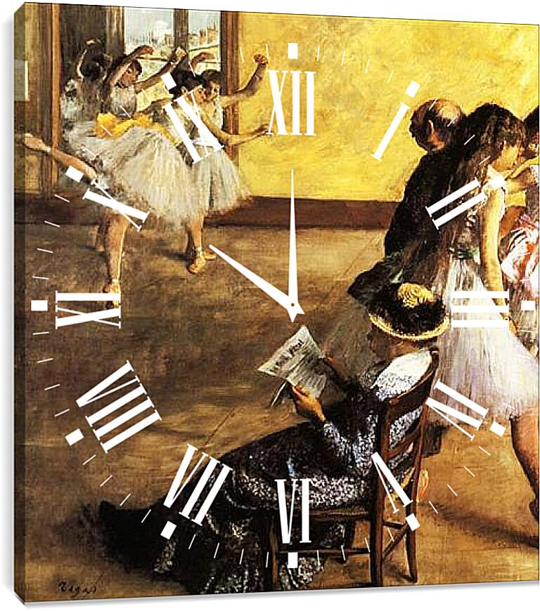 Часы картина - Classe de Ballet, salle de danse. Эдгар Дега