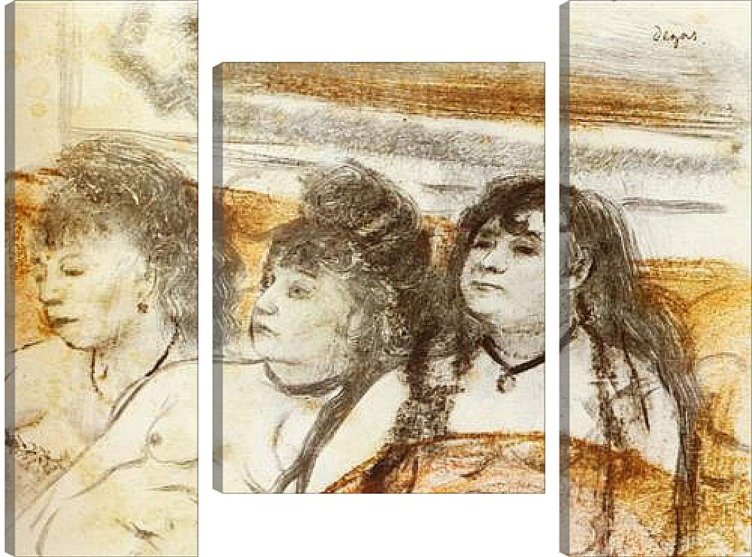 Модульная картина - Trois filles assises de face. Эдгар Дега