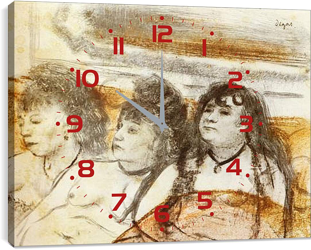 Часы картина - Trois filles assises de face. Эдгар Дега