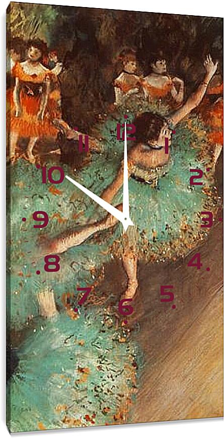 Часы картина - Danseuses basculant, Danseuses vertes. Эдгар Дега