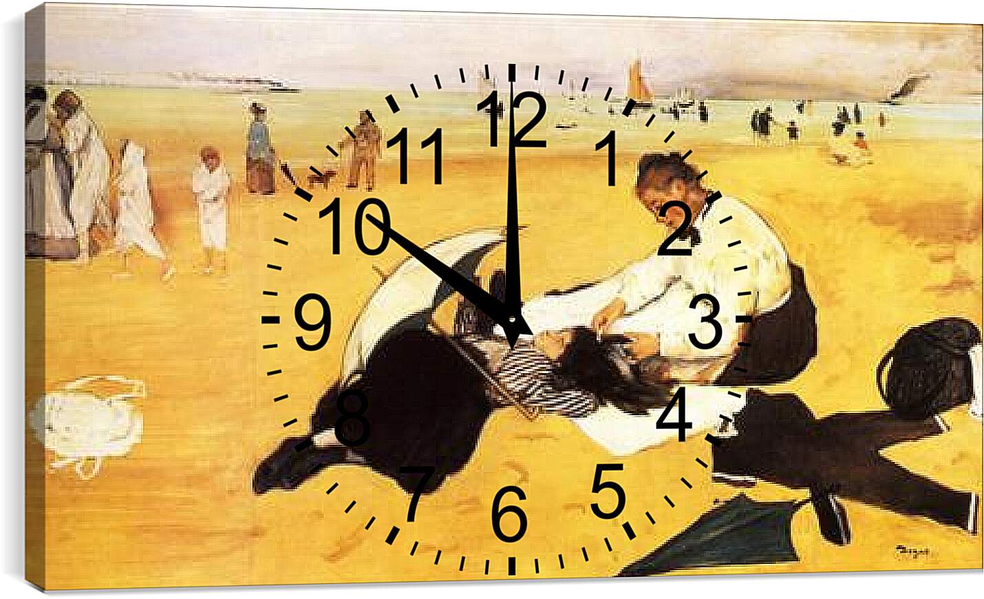 Часы картина - Bains de mer, petite fille peignee par sa bonne. Эдгар Дега