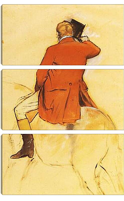 Модульная картина - Cavalier en Habit rouge  Pinceau et lavis sepia. Эдгар Дега