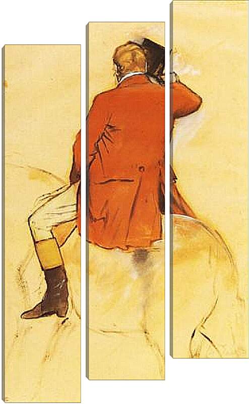 Модульная картина - Cavalier en Habit rouge  Pinceau et lavis sepia. Эдгар Дега