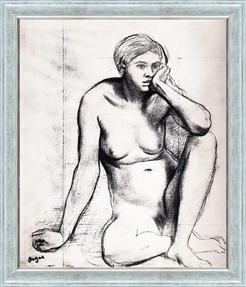 Картина в раме - Etude pour Scene de guerre au Moyen Age  Dessin  Crayon noir. Эдгар Дега