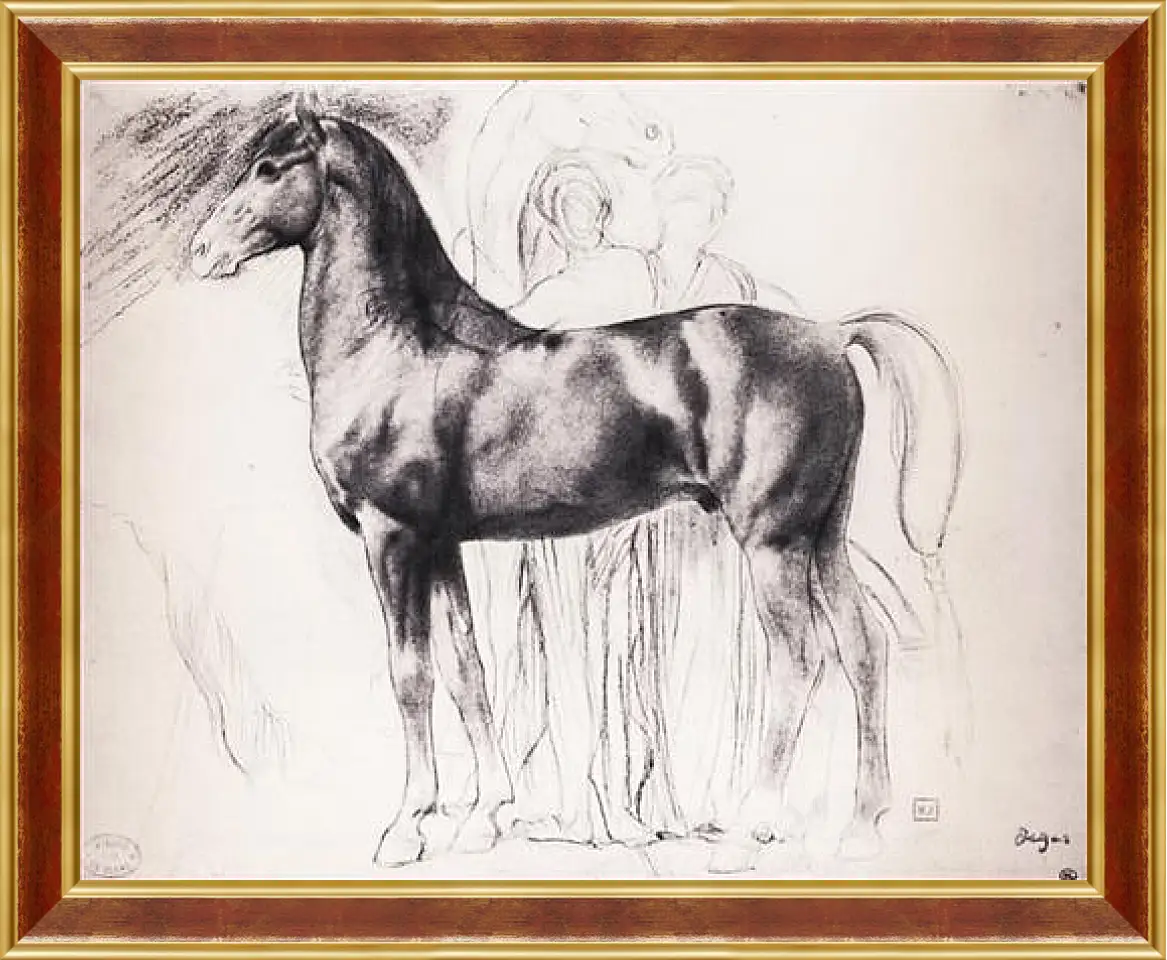 Картина в раме - Etude pour Semiramis construsiant Babylone  Dessin  Crayon noir sur estompe. Эдгар Дега