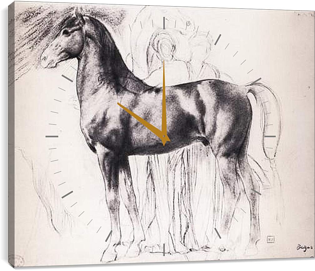 Часы картина - Etude pour Semiramis construsiant Babylone  Dessin  Crayon noir sur estompe. Эдгар Дега