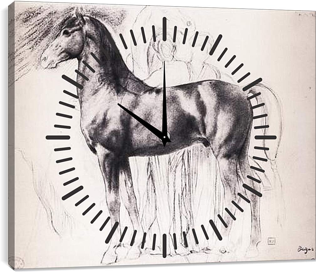 Часы картина - Etude pour Semiramis construsiant Babylone  Dessin  Crayon noir sur estompe. Эдгар Дега